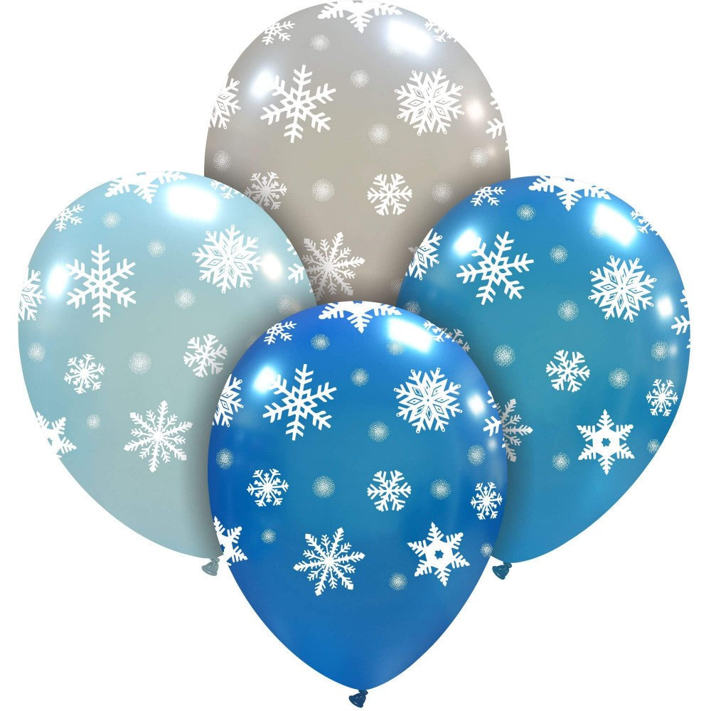 12" Icy Snowflakes All Around Latex Balloons