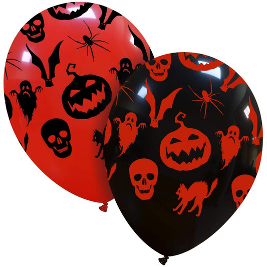 12" Spooky Halloween All Around Cattex Brand Latex Balloons