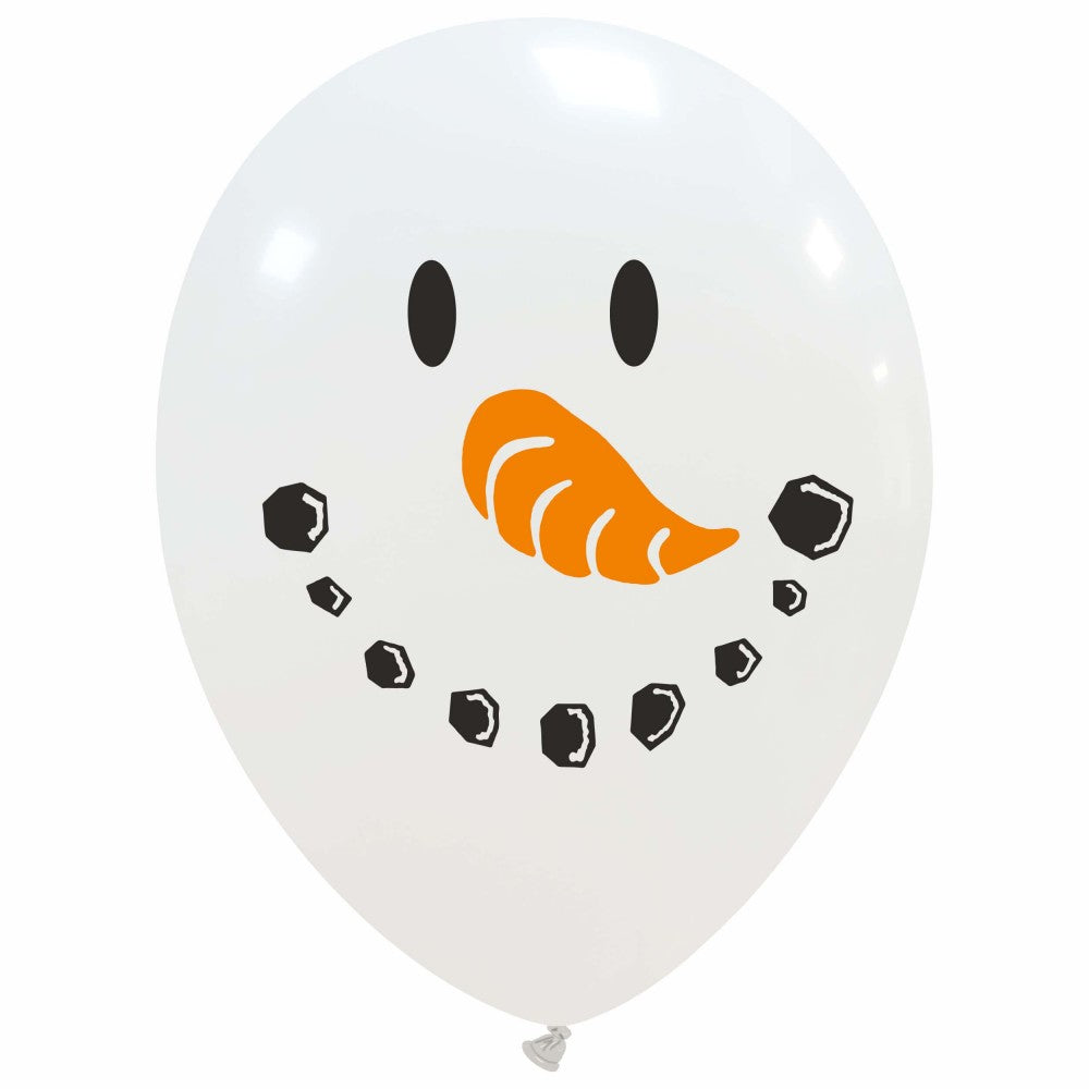12" Snowman Face Single Sided Cattex Brand Latex Balloons