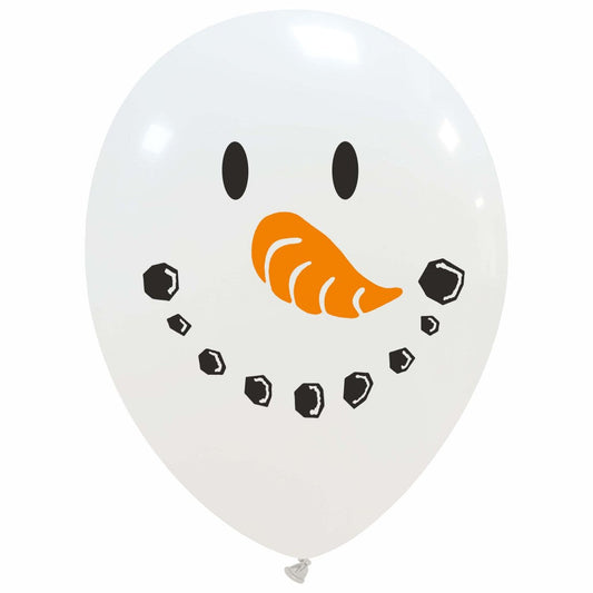 12" Snowman Face Single Sided Cattex Brand Latex Balloons