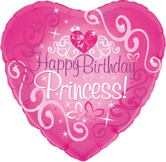 18" Happy Birthday Princess Oaktree Foil Balloon ( Inflated )