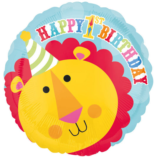18" Fisher Price Happy 1st Birthday Lion Balloon ( Inflated )