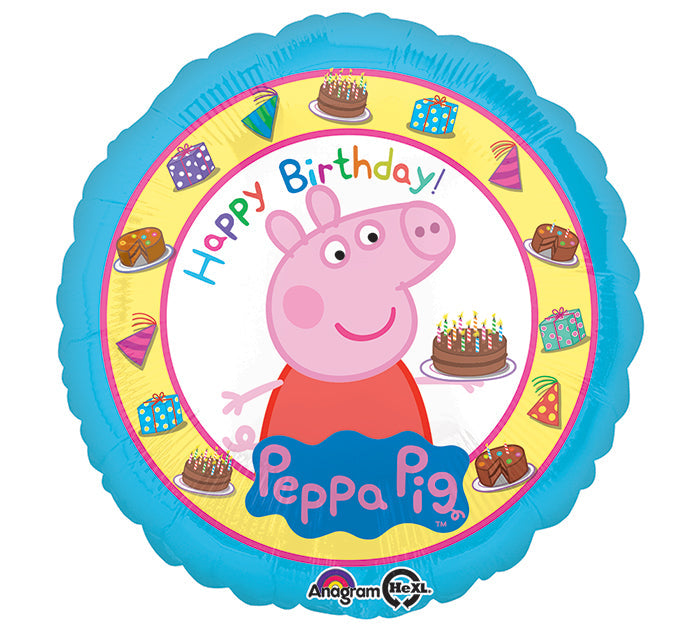 18" Peppa Pig Happy Birthday Balloon Packaged ( Inflated )