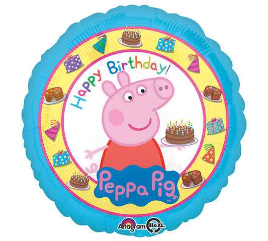 18" Peppa Pig Happy Birthday Balloon Packaged ( Inflated )