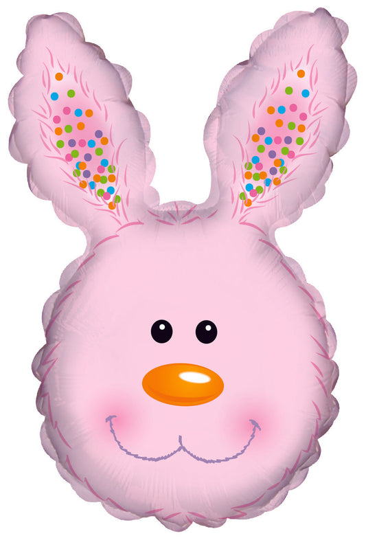 31" Bunny Head Pink Foil Balloon ( Inflated )