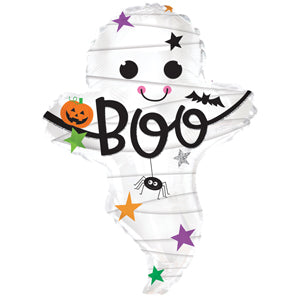 25" Mummy Ghost Boo Halloween Foil Balloon ( Inflated )