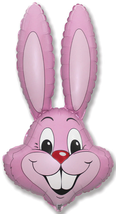 35" Bunny Rabbit Head Pink Foil Balloon ( Inflated )